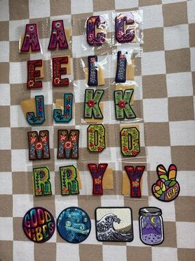 NWT NATURAL LIFE Bright Multicolor Embroidered Letter iron on patches